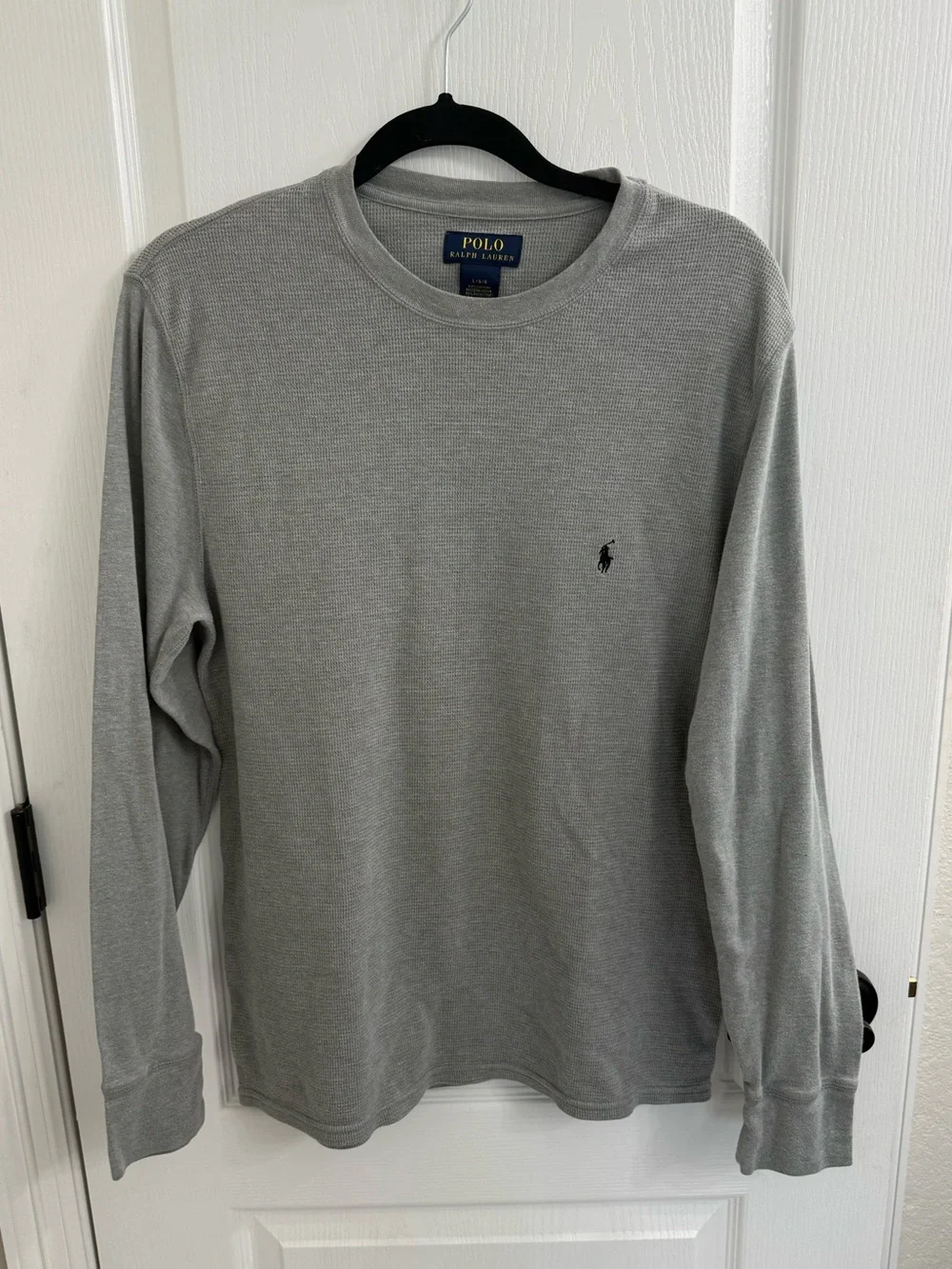Polo by Ralph Lauren Men’s Light Gray Long-Sleeve Mixed Media Knit Shirt Size L